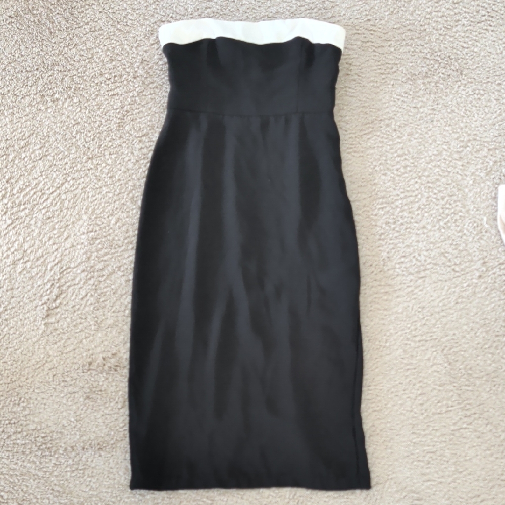 Amanda Uprichard Black and White Strapless Dress